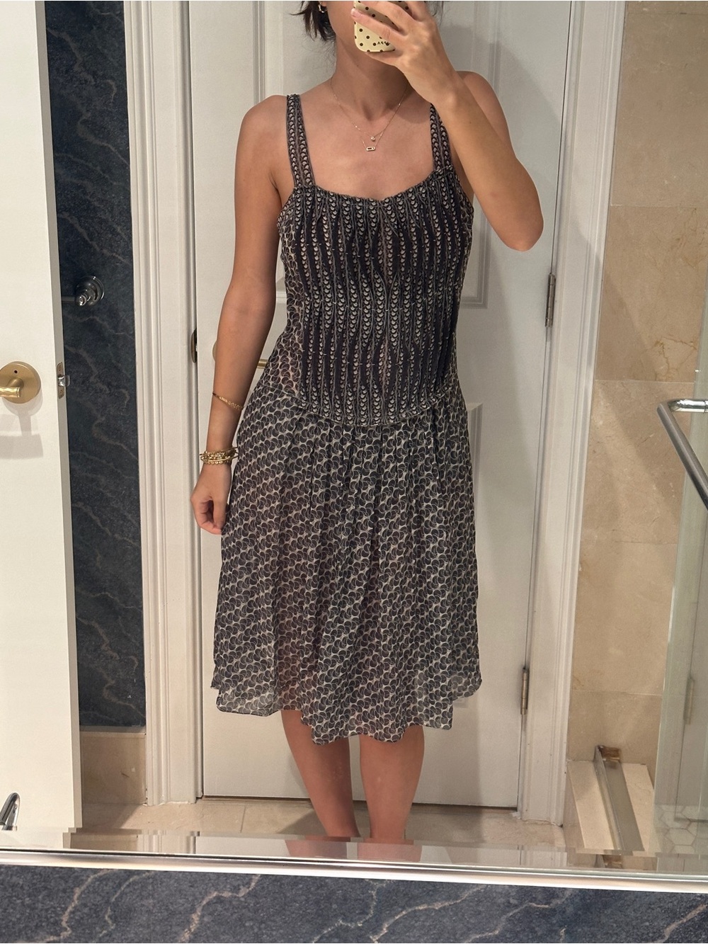 Max Studio Black and White Printed Midi Dress